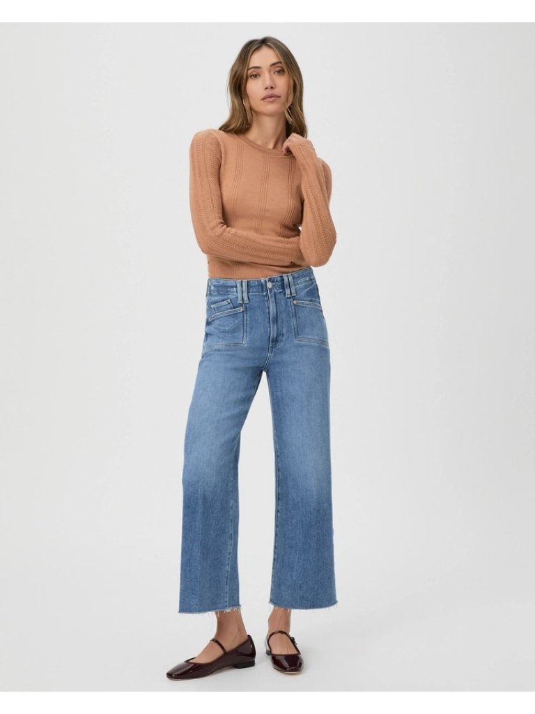 Paige Anessa Wide Leg Jean In Sunnie Distressed Wash 29